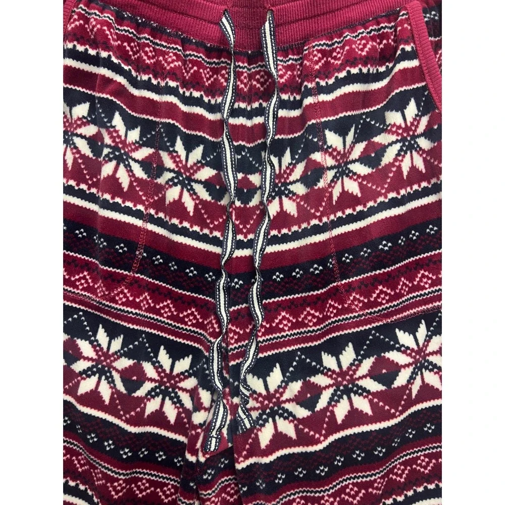 Nautica Womens‎ Small Fair Isle Snowflake Pajama Pants Burgundy Navy Festive